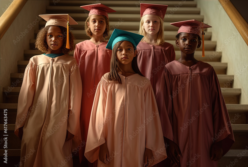 group_of_girls_in_graduation_caps_and_gowns_standing