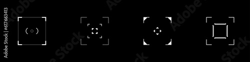 Cyberpunk style design elements set. Square, targets, aims, sights, and crosshairs. A pack of futuristic targets. A vector collection of futuristic cyberpunk design elements