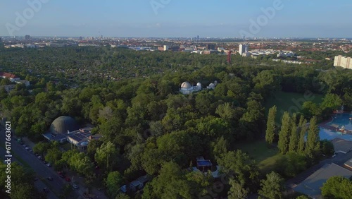 Unbelievable aerial top view flight Berlin city astronomical observatory Germany in Europe, summer day 2023. panorama orbit drone
4K cinematic. photo