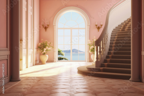 an entrance hall with a sweet and cute color