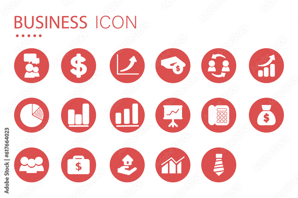 Business icon in red circle. Isolated on white background. Business icon in red circle. Isolated on white background.