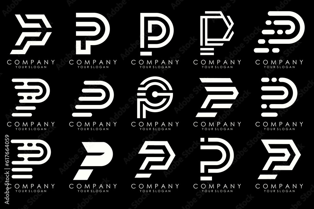 Set of letters P logo design. modern creative monogram icon design inspiration. Set of letters P logo design. modern creative monogram icon design inspiration.