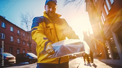 postman with a package