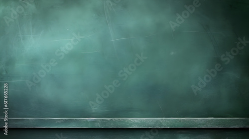 green chalkboard with wooden frame at the bottom created with Generative AI