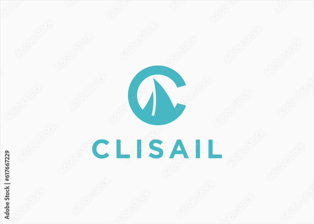 letter c with ship logo design vector silhouette illustration letter c with ship logo design vector silhouette illustration