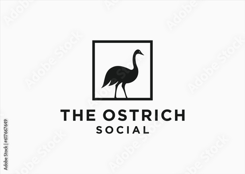 ostrich logo design vector silhouette illustration 