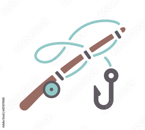 Fishing ( reel, rod ) vector icon illustration