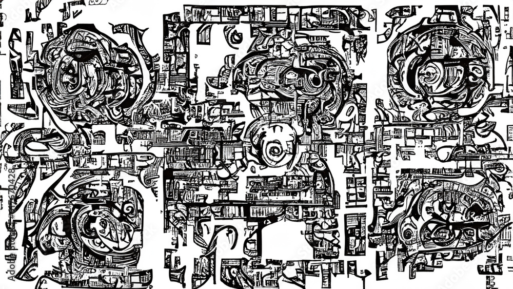 Abstract complex alien hieroglyphs symbols, digital illustration art work Abstract complex alien hieroglyphs symbols, digital illustration art work