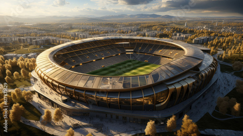 The beauty of a world-class football stadium that is magnificent and grand,ai generative. © JKLoma