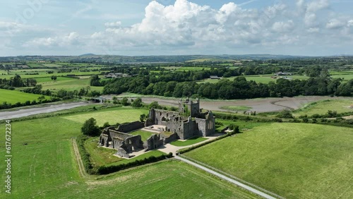 drone reveal of Dunbrody Abbey Wexford Irelandfounded after the Norman invasion in 1170 photo