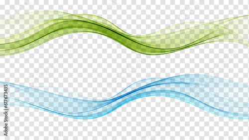Abstract green and blue color wave.Vector flow of wavy transparent lines
