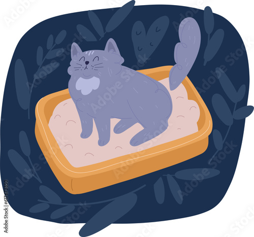 A cat missed pee from the litter box.