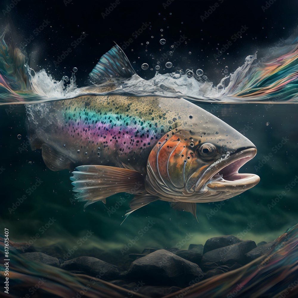 Digital Art ink HD Angry Powerful Studio Lighting Mist Electric trout