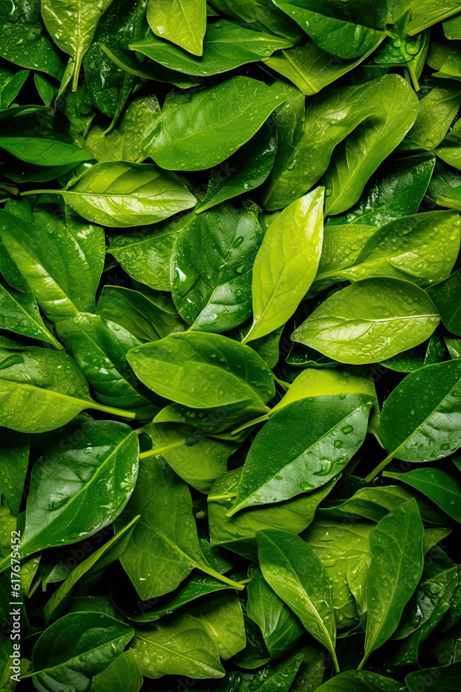 Green leaves seamless background. Created with Generative AI technology. Green leaves seamless background. Created with Generative AI technology.