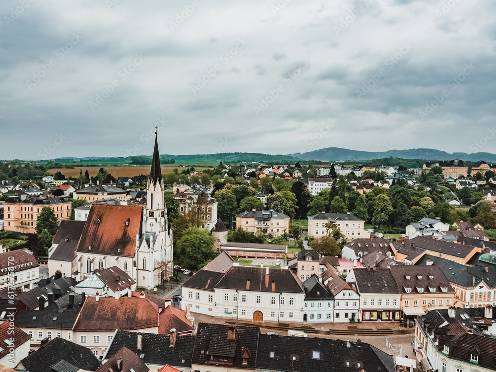 Melk. General panorama of the city. Small beautiful Austrian town