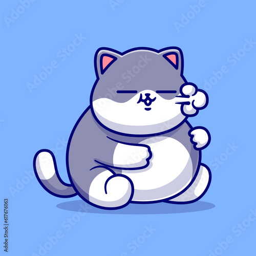 Cute Fat Cat Sitting Cartoon Vector Icon Illustration. Animal
Nature Icon Concept Isolated Premium Vector. Flat Cartoon
Style