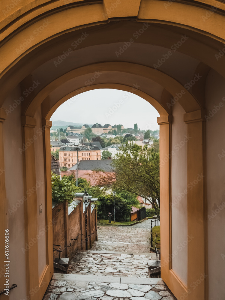 A view of Melk through the archway