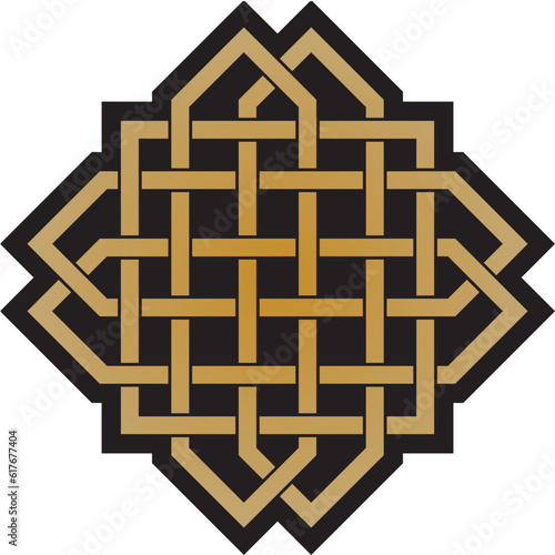 Vector gold and black Celtic knot. Ornament of ancient European peoples. The sign and symbol of the Irish, Scots, Britons, Franks..