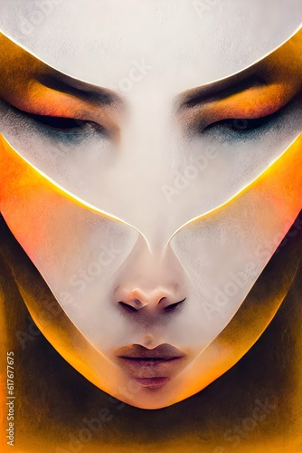 minimalism futuristic abstract face 3d graphic design portrait curves smooth shapes 8k highly detailed beautiful light hdr long exposure realistic 