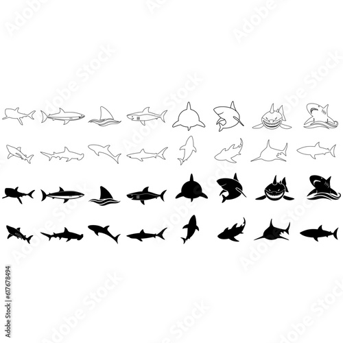 Shark icon vector set. sea       life illustration sign collection. fish symbol or logo.