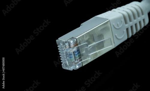 Network cable rj 45 in black background