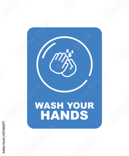 wash hand sign on white background	
