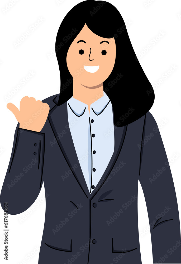 businesswoman with thumbs gesture or smiling business woman looking and pointing away over copyspace businesswoman with thumbs gesture or smiling business woman looking and pointing away over copyspace