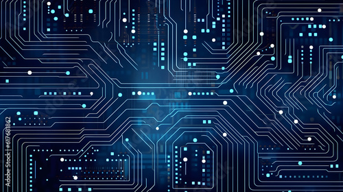 Modern technology blue circuit board background created with Generative AI 