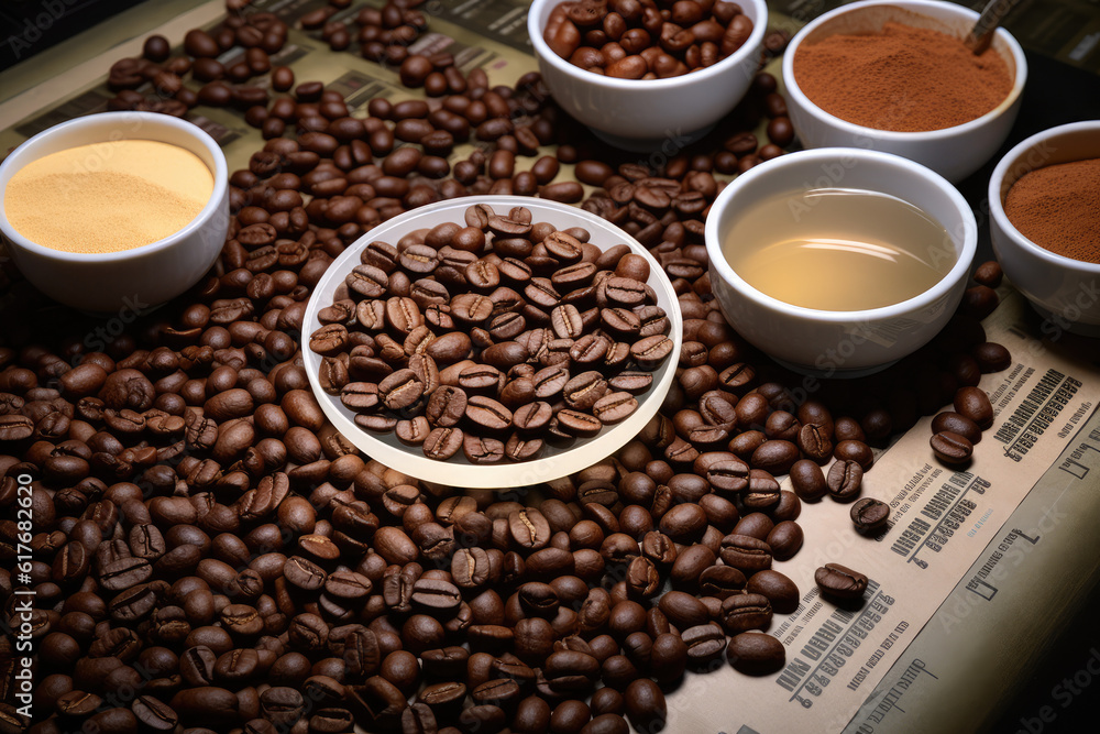 Fototapeta premium Explore the concept of coffee beens, transparent background (PNG). Generative AI.