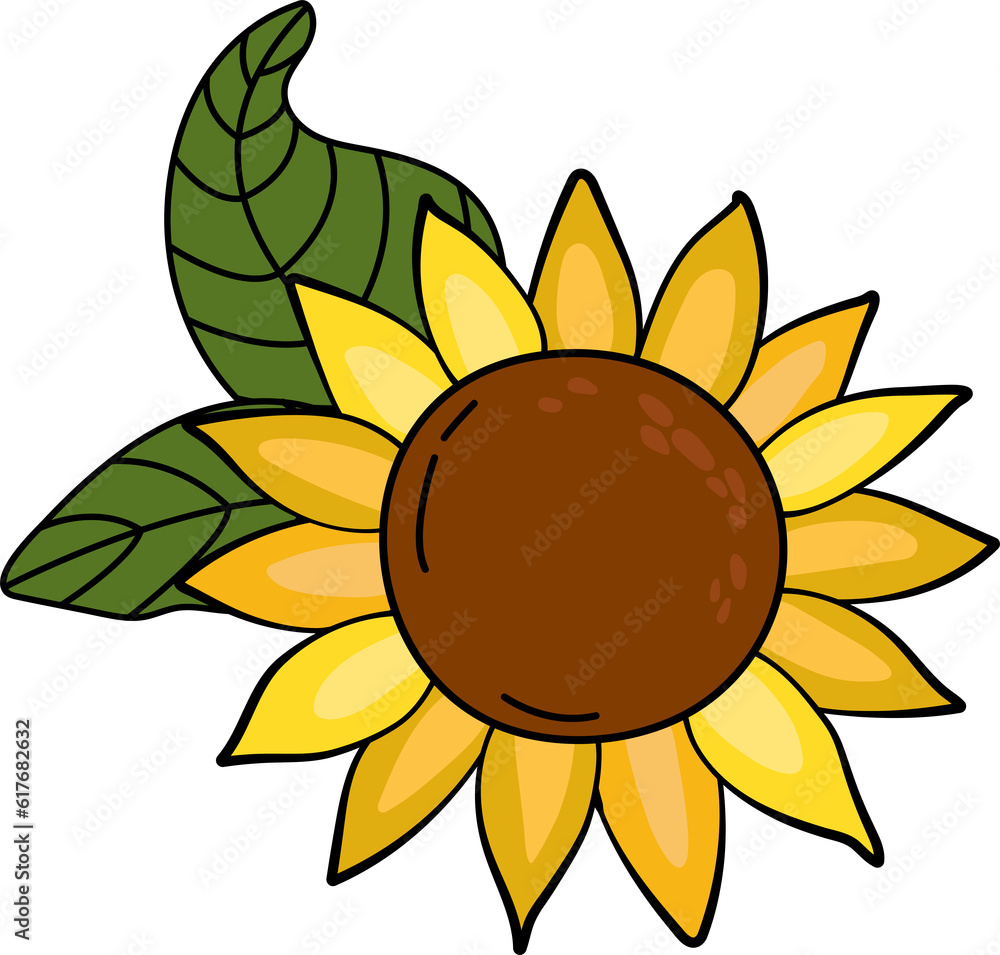 Sunflower on a white isolated background. Cartoon style. Sunflower on a white isolated background. Cartoon style.
