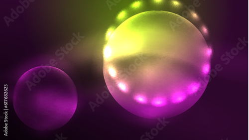 Circles with bright neon shiny light effects, abstract background wallpaper design