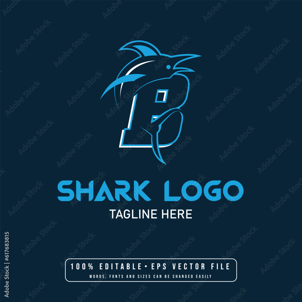 Editable Shark With B Letter Logo Design Vector B Letter Shark Logo ...