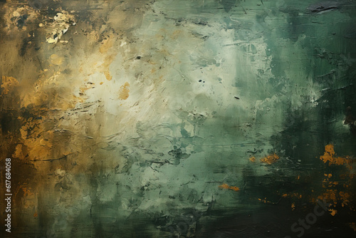 Template with a vintage background in deep, grimy hues of green, brown, khaki, and olive, featuring a color gradient with light speckles