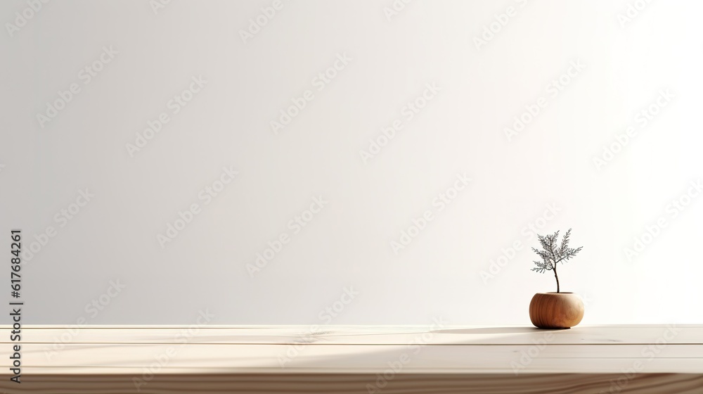 simple minimalist wood vase pot for plant, warm colour tone copy space generative ai simple minimalist wood vase pot for plant, warm colour tone copy space generative ai