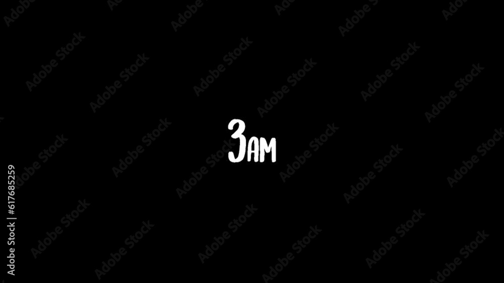Times of the day write on and off in a cute, animated font. Easy to isolate the time you need and overlay onto your video. Times of the day write on and off in a cute, animated font. Easy to isolate the time you need and overlay onto your video.