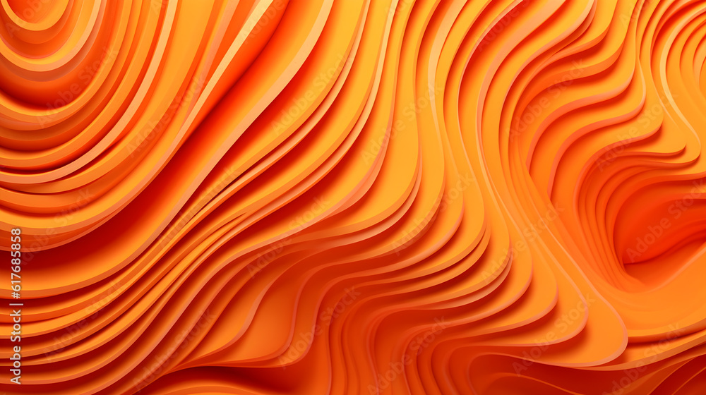 abstract orange background with waves space, AI generated.