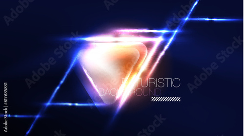 Techno neon triangles with light effects in the dark