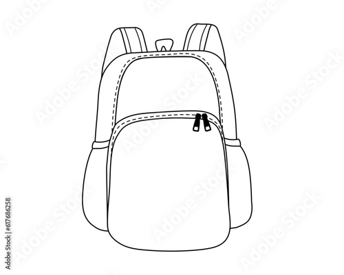 School backpack in simple line style.Vector illustration