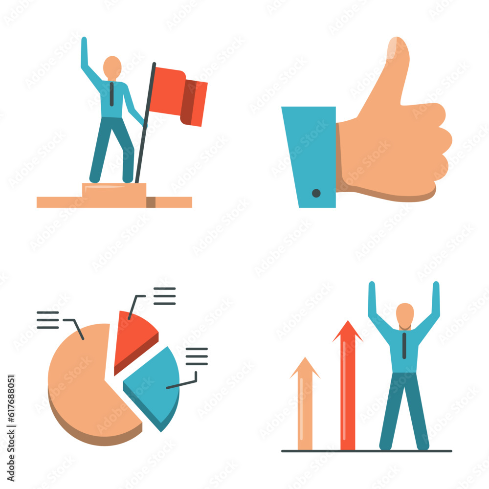 Electoral rating flat icon set Electoral rating flat icon set