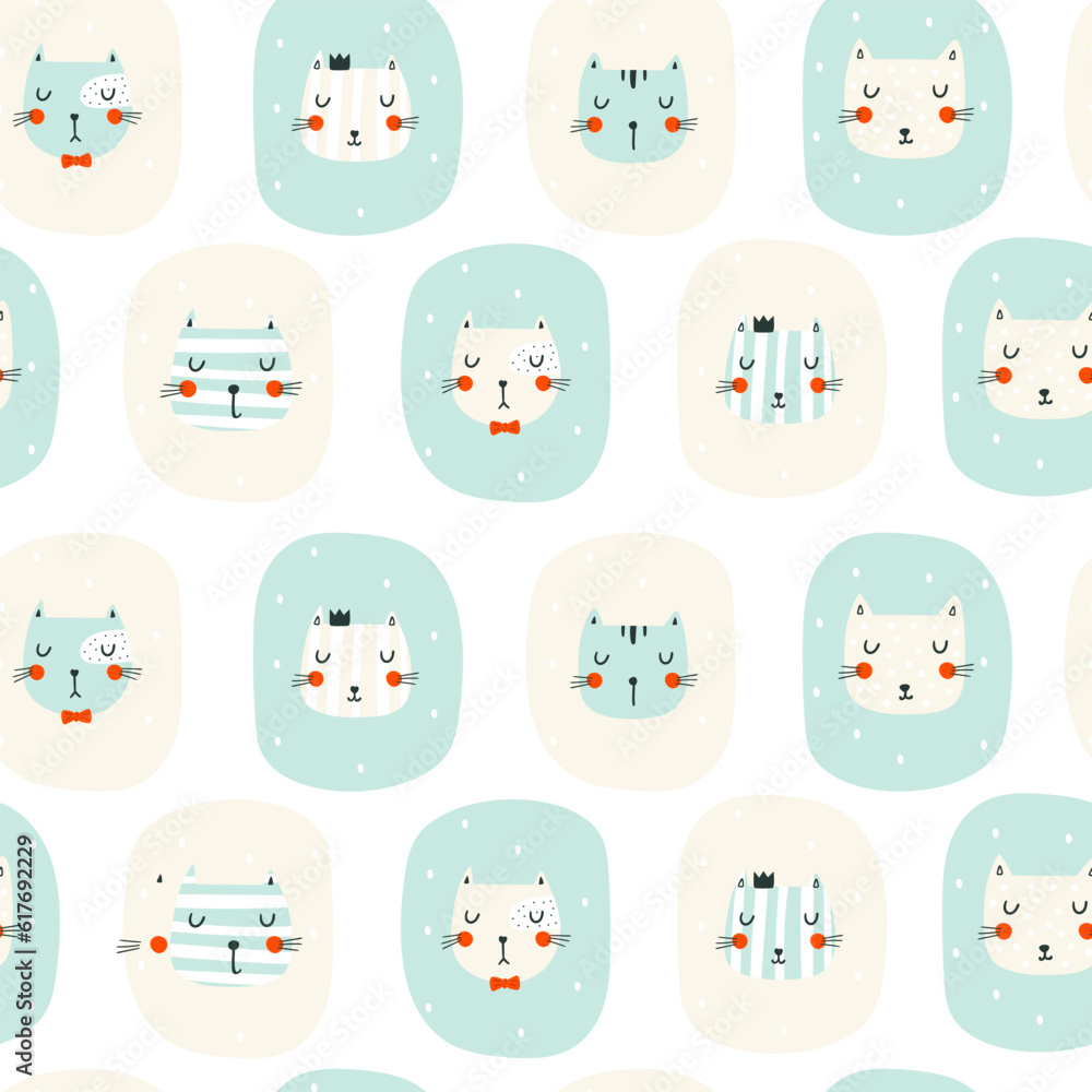 Seamless pattern with cute cats. Vector illustrations Seamless pattern with cute cats. Vector illustrations