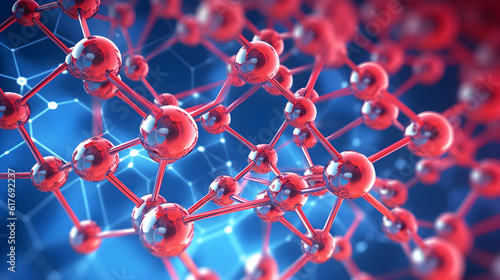 3d model of a molecule in red and blue background created with Generative AI