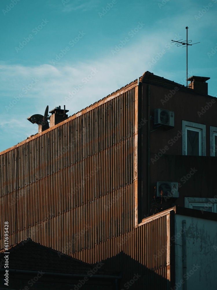 birds sit on top of the top of an apartment building birds sit on top of the top of an apartment building
