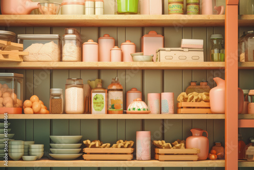 Wallpaper Mural a close-up shot of an organized pantry shelves,sweet Torontodigital.ca