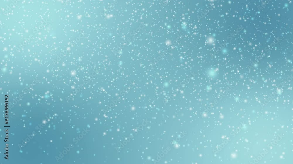 Animation of shiny snowflakes falling against a sky blue background Animation of shiny snowflakes falling against a sky blue background