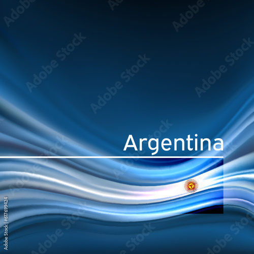 Argentina flag background. Abstract argentinean flag in the blue sky. National holiday card design. State banner, argentine poster, patriotic cover, flyer. Business brochure. Vector design