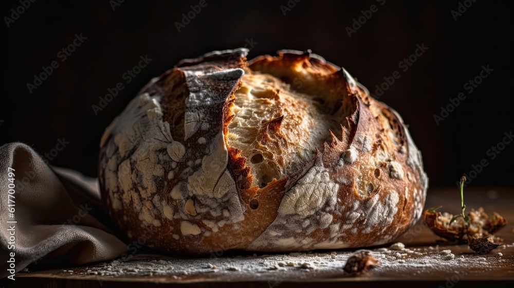 San Francisco Sourdough Bread on a wooden table with a blurred background San Francisco Sourdough Bread on a wooden table with a blurred background