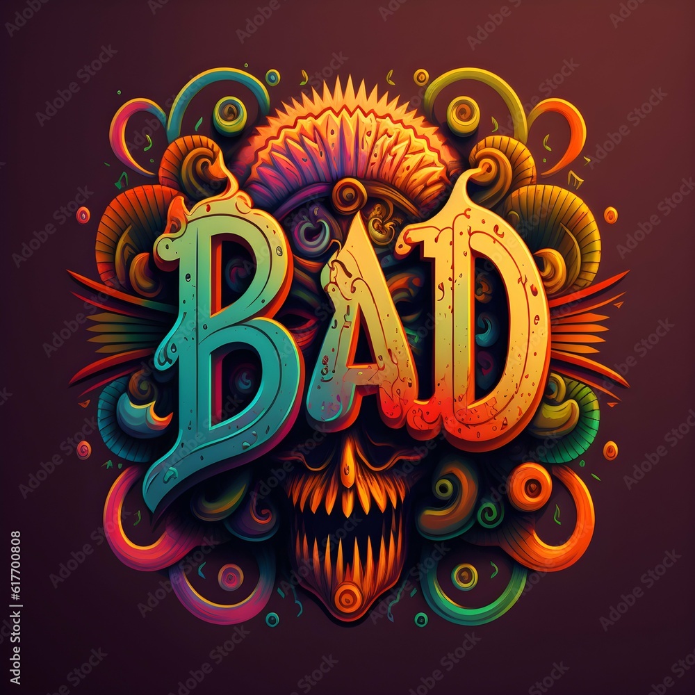 Logo design for bad colorful psychedelic64K 