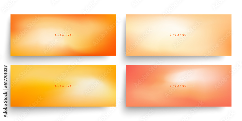 Set of blurred horizontal banners with bright orange colored gradients. Defocused abstract vibrant templates collection for creative graphic design. Vector illustration. Set of blurred horizontal banners with bright orange colored gradients. Defocused abstract vibrant templates collection for creative graphic design. Vector illustration.