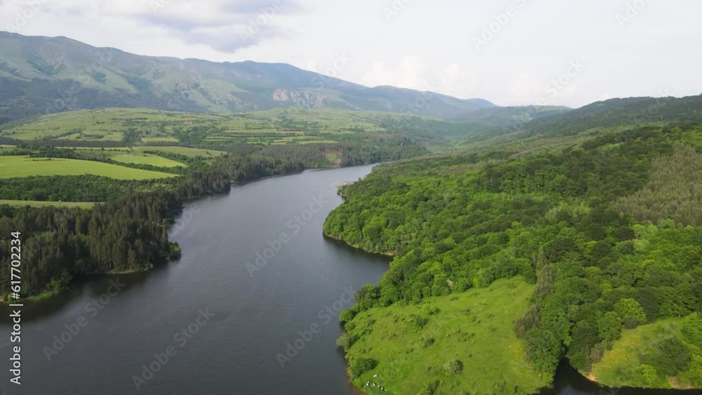Aerial Spring view of Dushantsi Reservoir, Sredna Gora Mountain, Sofia Region, Bulgaria Aerial Spring view of Dushantsi Reservoir, Sredna Gora Mountain, Sofia Region, Bulgaria