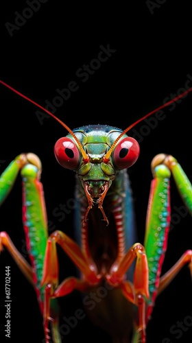 Unveiling the Intricate World of Mantis Portrait. Generative AI © Sparrowski